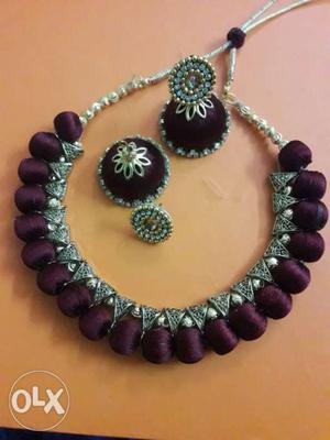 Black And Purple Beaded Necklace