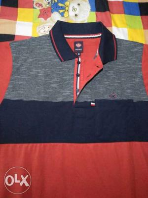 Gray And Red Polo Shirt