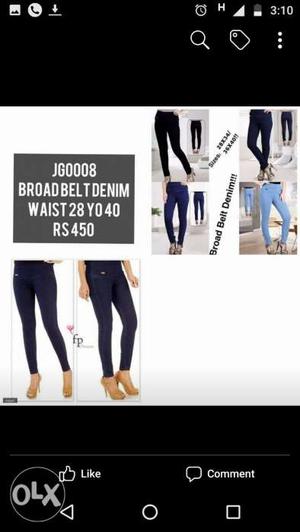 Jeans Pants Broad Belt Jeggings