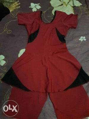 Maroon swimming dress (8-14) years old girl color