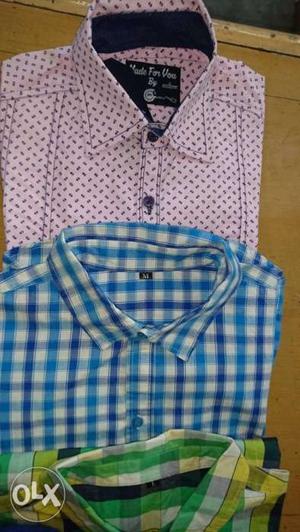 Men cotton shirts, yarn dyed and printed