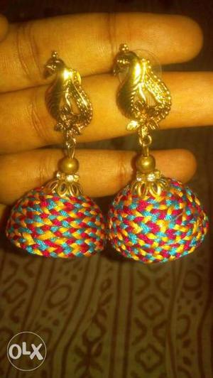 Multi color jumkas earring