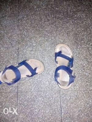 Pair Of Blue-and-white Sandals