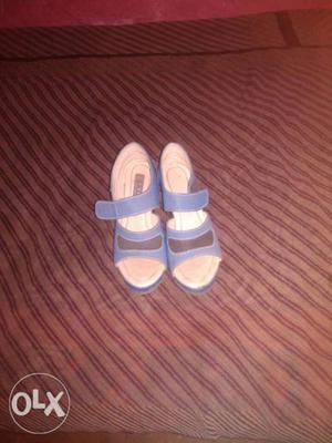 Pair Of White-and-blue Sandals