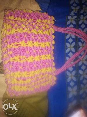 Pink And Yellow Knitted Textile
