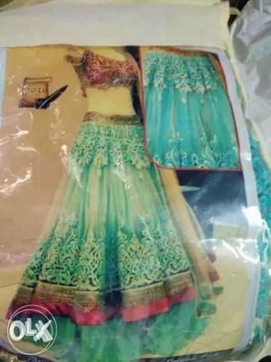 Unstiched greenish bridal lehnga available