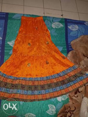 Women's Orange silk Skirt