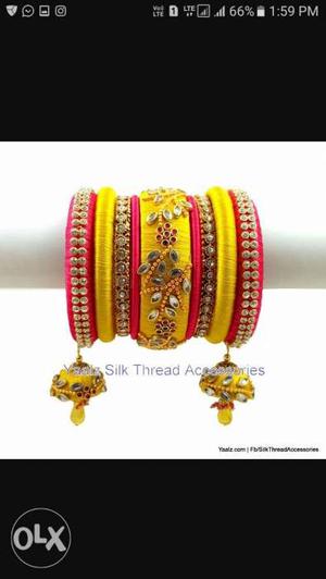 Yellow And Red Bangle Bracelet