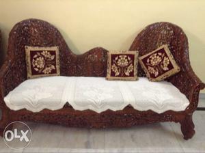 Antique wooden sofa set with one couch and