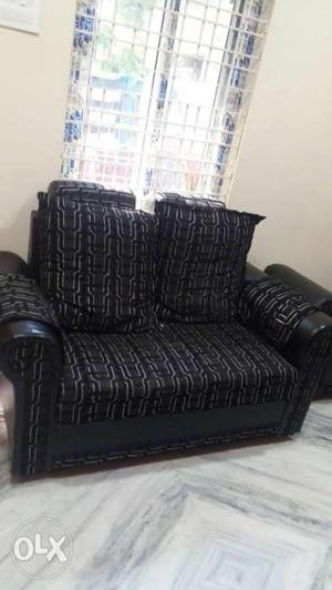 Black And Brown Fabric Sofa Chair