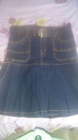 Blue Denim Skirt, waist-28