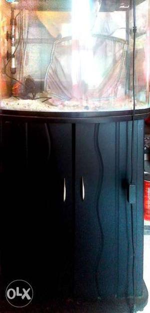 Fish Tank With Black Wooden Cabinet
