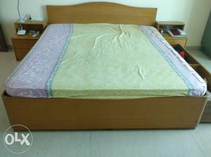 King-size bed with storage, mattress, side table