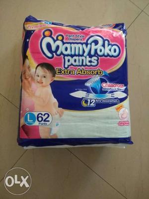 Many Poko Pant style Diapers Large - 62 Diapers New Pack