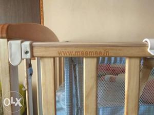 Mee Mee wooden baby cot with Cradle. one year old
