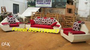 NB26 branded design sofa set maroon fabric with 3 year