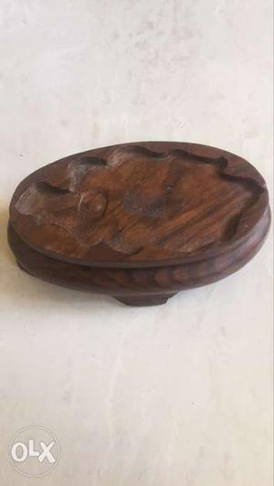 Oval Brown Wooden Ornament