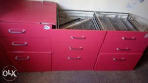 Red Wooden 6-drawer Lowboy Dresser