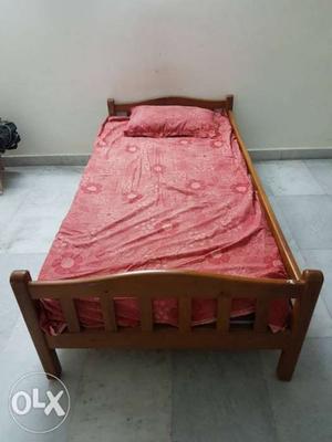 Teak wood single bed with matress