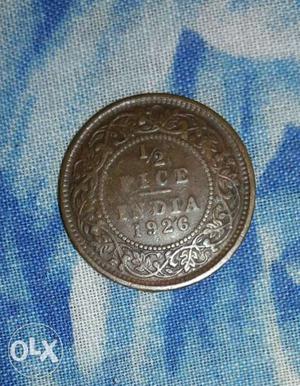  Copper-colored 1/2 India Pice Coin