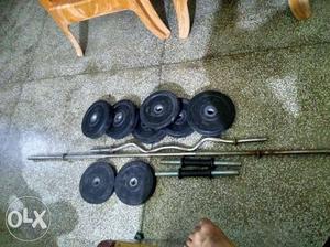 Gym weights dumbble and rod in good condition