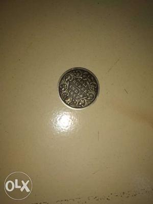 Half rupee. Queen Victoria coin silver colour.