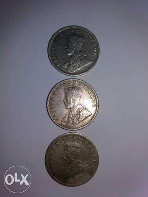 Old and antique one rupee silver coins sele years