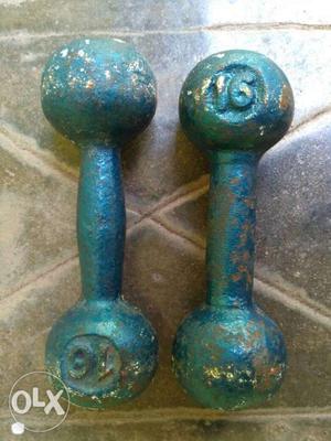 Pair Of Blue Fixed Weight Dumbbells