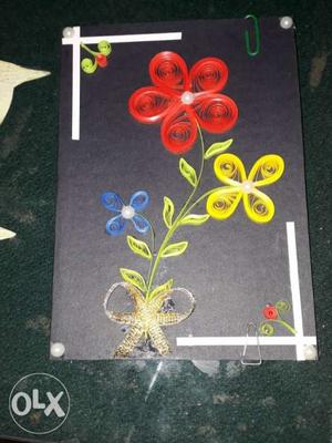 Red, Yellow, And Blue Flower Paper Quill