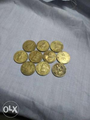 Round Gold-colored India Rupee Coin Lot