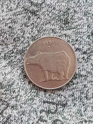  Silver-colored India Rupee Coin