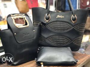 Two Black Leather Hand Bags