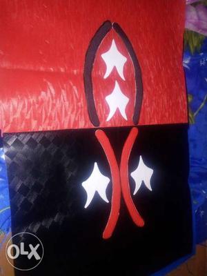 Black And Red Star Print Textile
