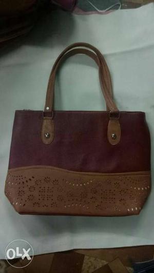 Brown And Black Leather Tote Bag