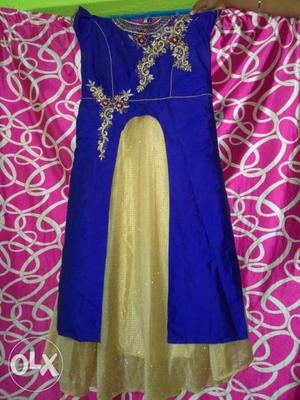 Cream n blue color new Goun dress