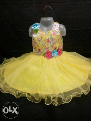 Girl's Yellow And White Floral Dress