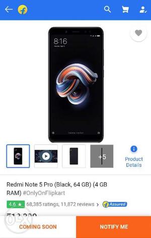 Redmi Note 5 pro sealed Black 4gb RAM