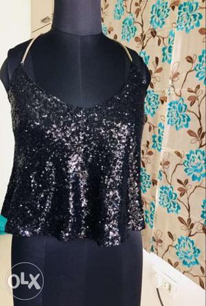Sequence and sparkle black top partywear