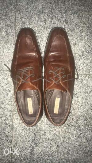 Van Heusen brown leather formal shoes