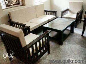Brand new 3+1+1 teak wood sofa set without canter table for