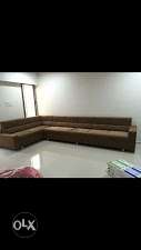 Brand new brown leather corner sofa set