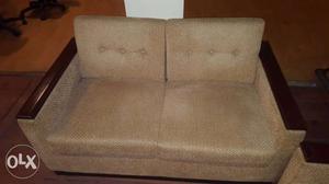 Brown Wooden Framed Brown Padded 2 seater  per piece