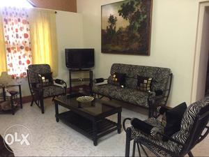 Five seater sofa set, including Tv table and side