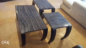 Granite topped centre table and 2 side table,Wood