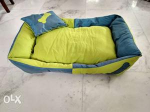 Green and blue color dog bed