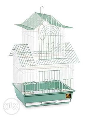 Its a decorative bird cage...its of green and