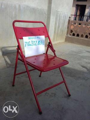 Red And Black Metal Folding Chair