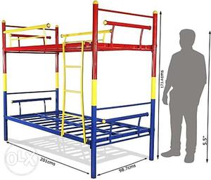 Red, Blue, And Yellow Metal Bunk Bed Frame