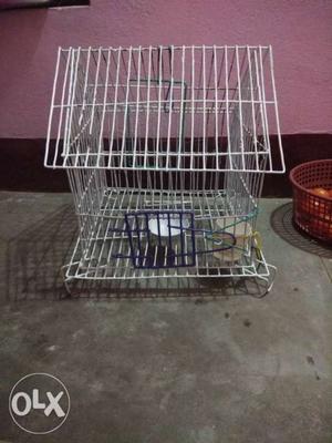 White And Blue Metal Birdcage