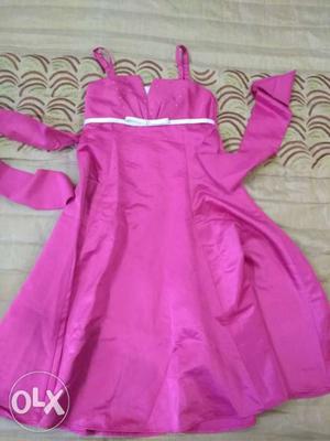 A party gown for 7/8 years old.ezpensive satin n